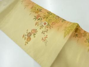 リサイクル　菊に椿・萩模様刺繍名古屋帯